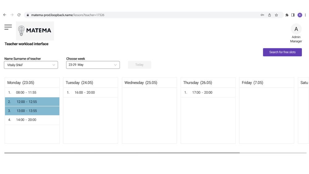 Interface of Matema _ screen