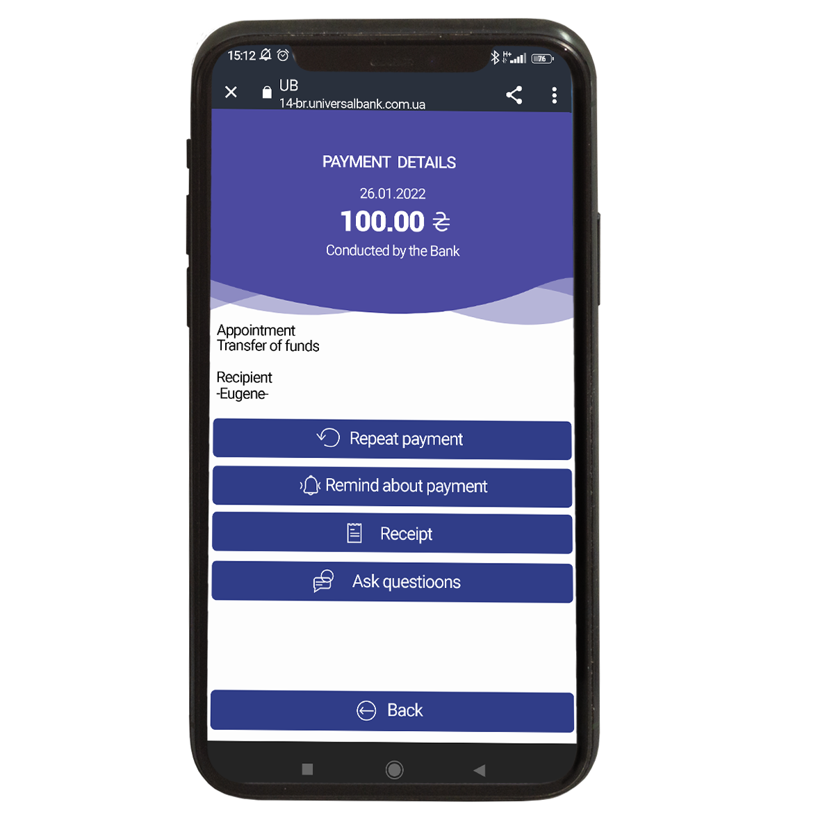 Information about Financial Transaction in the Intelligent Chatbot